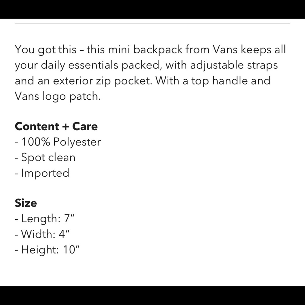 🚫SOLD🚫Vans small backpack - Picture 2 of 3